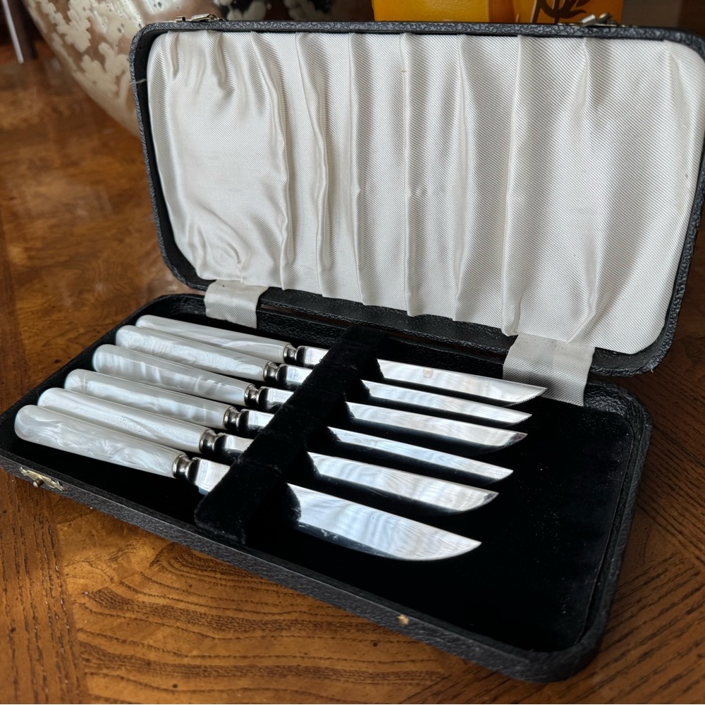 Simulated Pearl Handle Knife Set by Sheffield  in Original Case